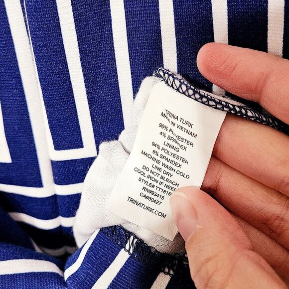 Trina Turk Geometric 70s Style Blue & White Mini Shift Dress. Size M. - Picture 6 of 6